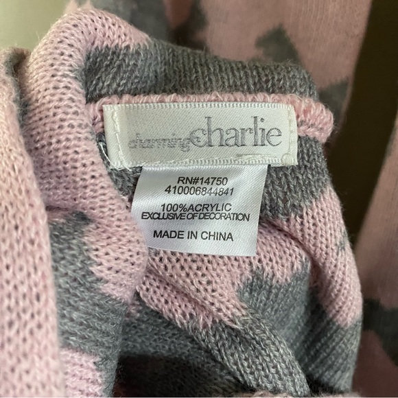 Charming Charlie Reversible Pink Grey Bow Infinity Scarf - Picture 6 of 10